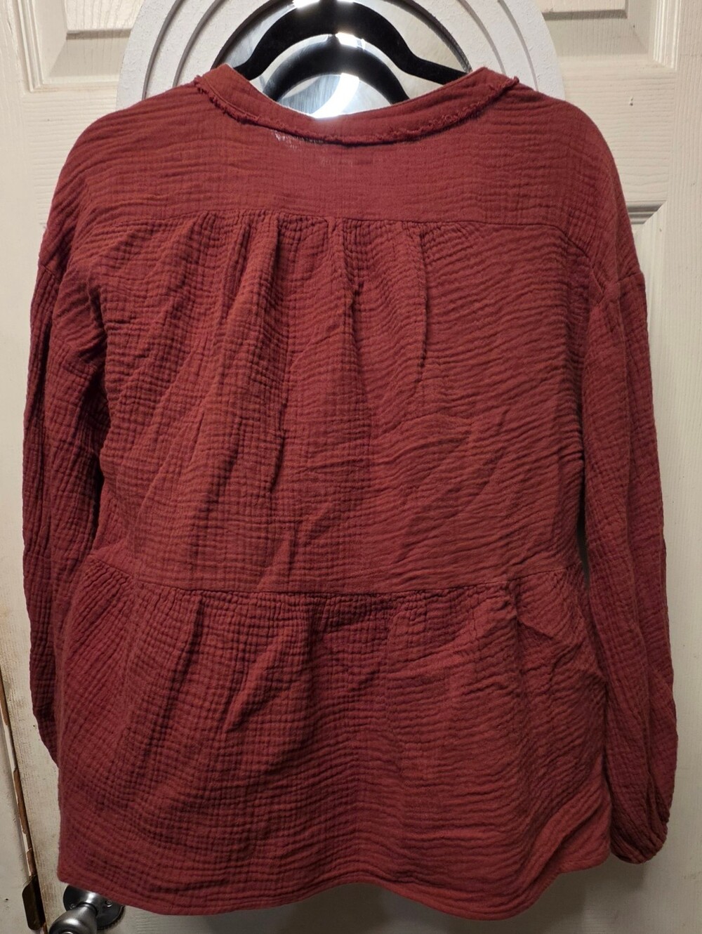 Wishlist Women's Rust Peasant Tie-Front Top - Picture 2 of 5
